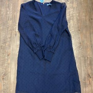 Long Sleeve Smocked Cuff Shift Dress